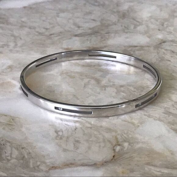 925 Sterling & Diamonds Solid Matching Bangle & Ring Set - Picture 3 of 11